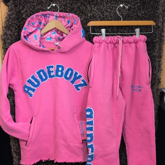 Pink Detroit Lions Rudeboyz Hoodie and Sweatpants Set - Picture 1 of 11